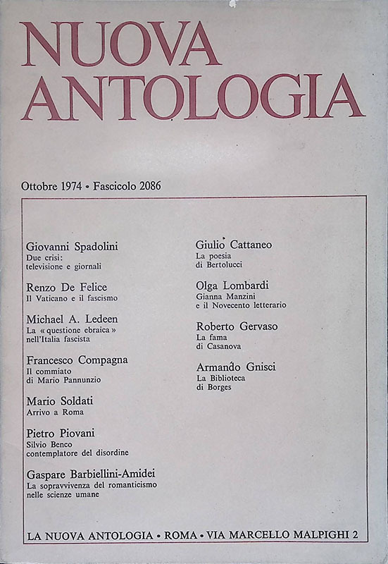 Nuova Antologia. Ottobre 1974, fascicolo 2086