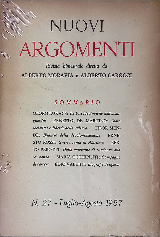 Nuovi argomenti. Rivista bimestrale diretta da Alberto Moravia e Alberto …