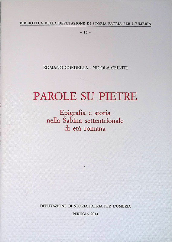 PAROLE SU PIETRE EPIGRAFIA E STORIA NELLA SABINA SETTENTRIONALE DI …