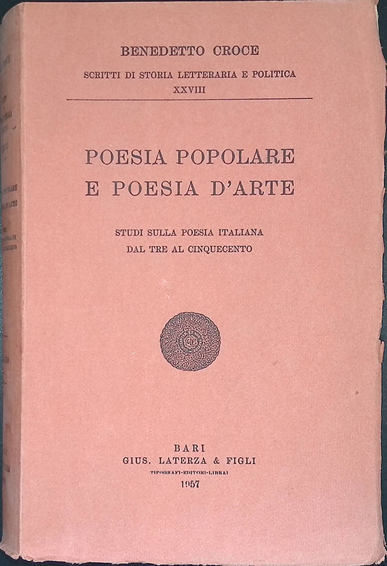 Poesia popolare e poesia d'arte. Studi sulla poesia italiana dal …