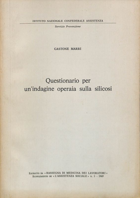 Questionario per un'indagine operaia sulla silicosi. Estratto