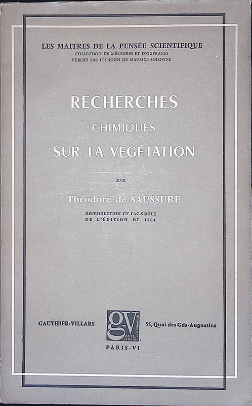 Recherches Chimiques sur la Végétation