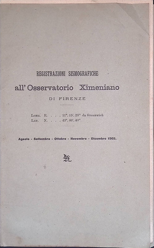 Registrazioni sismografiche all'Osservatorio Ximeniano di Firenze