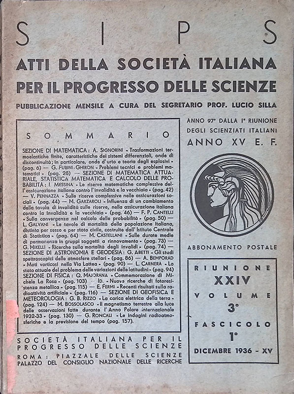 SIPS. Atti della società italiana per il progresso delle scienze. …