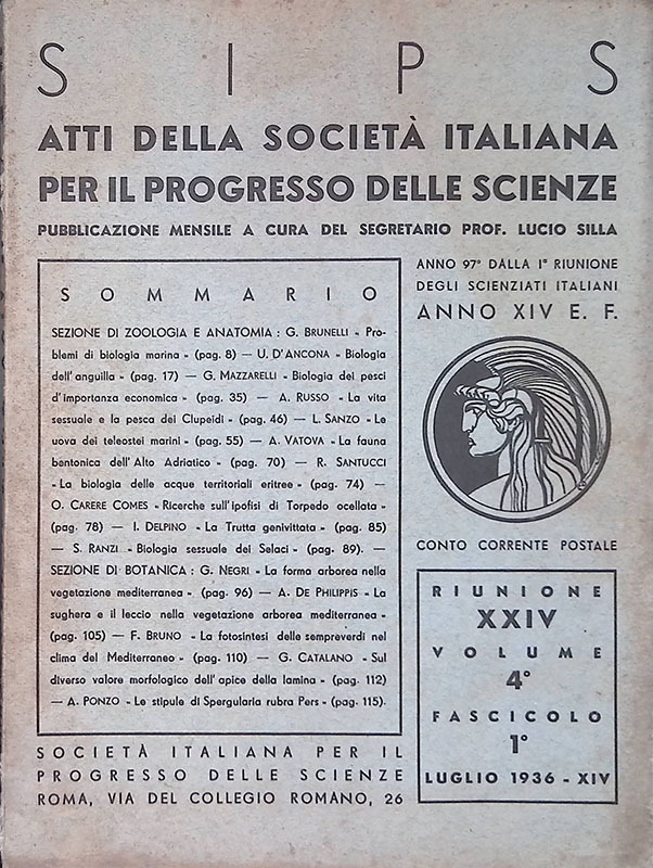 SIPS. Atti della società italiana per il progresso delle scienze. …