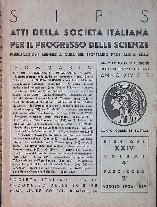 SIPS. Atti della società italiana per il progresso delle scienze. …