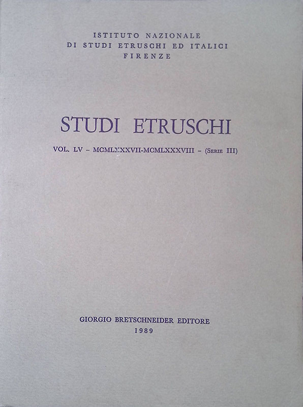 Studi Etruschi. Vol LI - MCMLXXXIII - Serie III