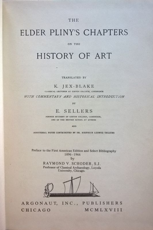 The elder plny's chapters of the history of art