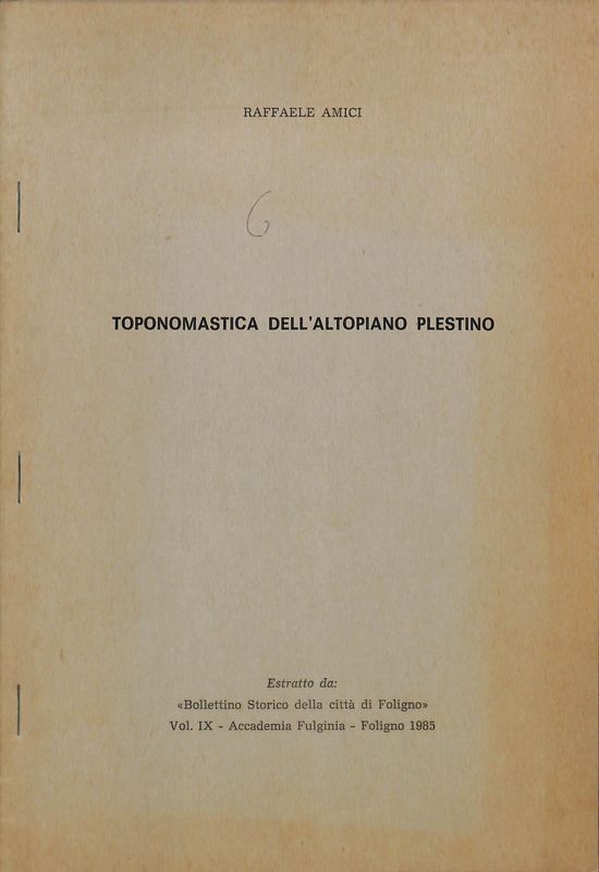 Toponomastica dell'Altopiano Plestino. Estratto