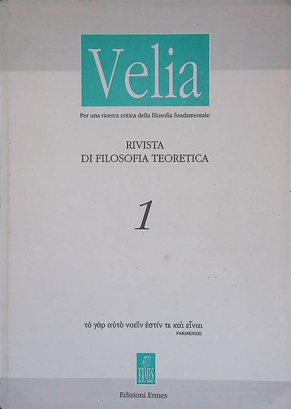 Velia. Rivista di filosofia teoretica. N.1