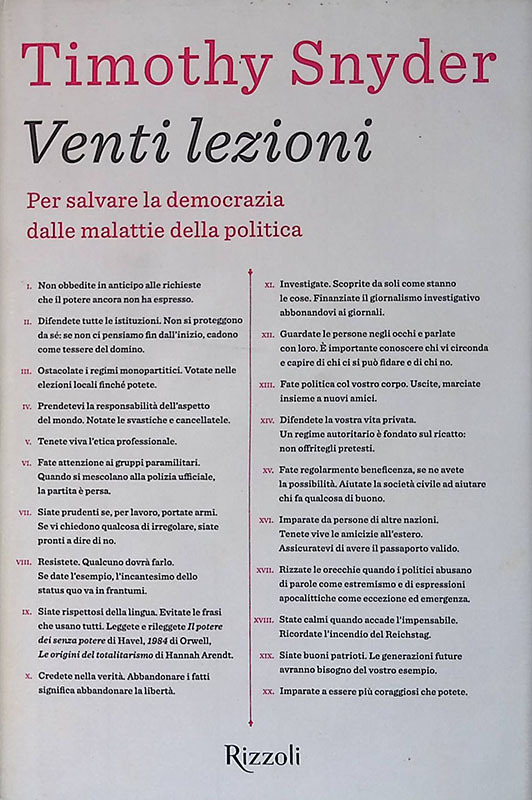 Venti lezioni. Per salvare la democrazia dalle malattie della politica