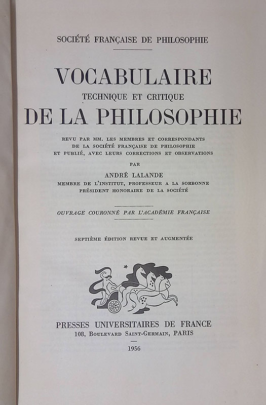 Vocabulaire technique et critique de la philosophie