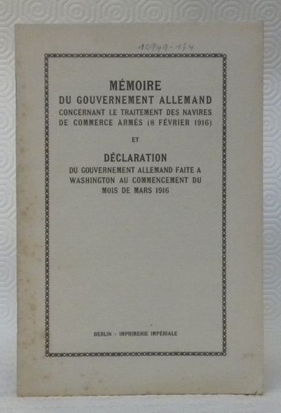 Mémoire du Gouvernement allemand concernant le traitement des navires de …