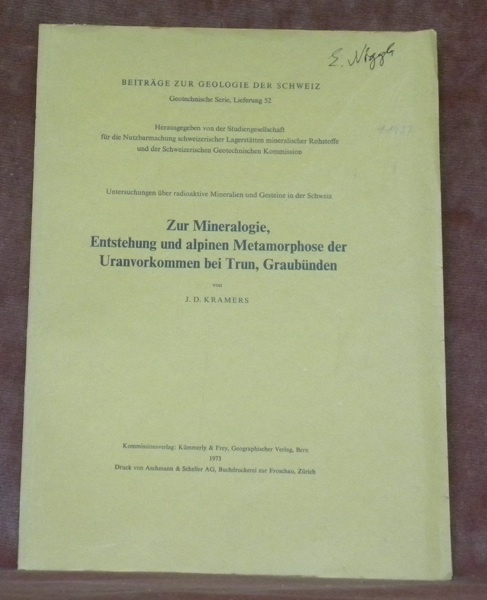 Beiträge zur Geologie der Schweiz. Geotechnische Serie, Lieferung 52. Untersuchungen …