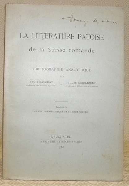 La littérature patoise de la Suisse romande. Bibliographie analytique.