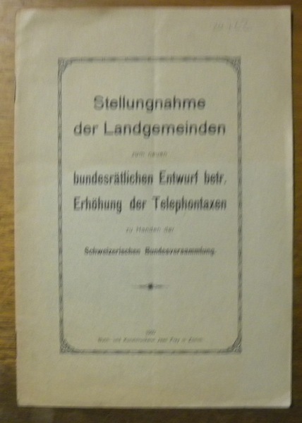 Stellungnahme der Landgemeinden zum neuen bundesrätlichen Entwurf betr. Erhöhung der …