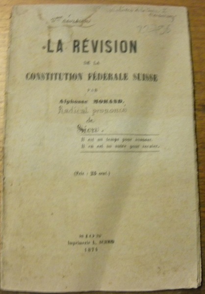 La révision de la Constitution fédéral suisse.