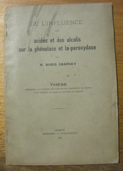 De l’influence des acides et des alcalis sur la phénolase …