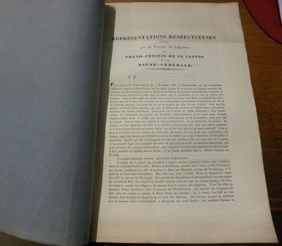 Représentations respectueuses adressées par les Couvens de l’Argovie au Grand-Conseil …