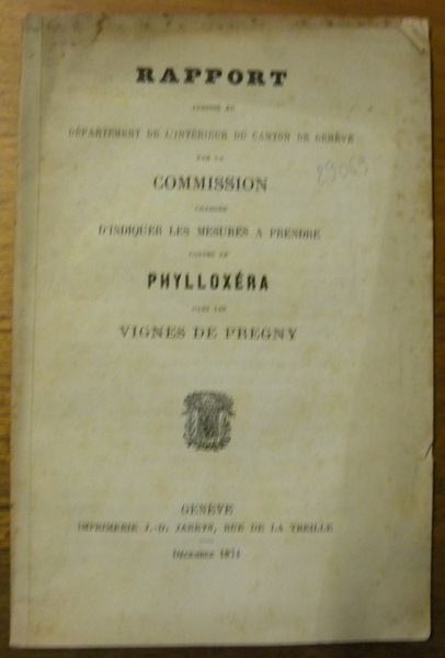 Rapport adressé au Département de l’Intérieur du Canton du Genève …