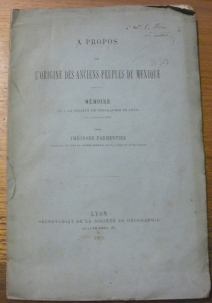 A propos de l’origine des anciens peuples du Mexique. Mémoire …