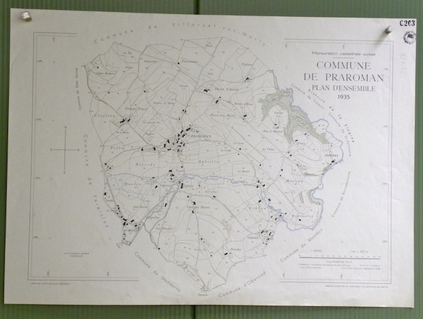 Commune de Praroman. Plan d’ensemble. Levé par L. Genoud. Carte …
