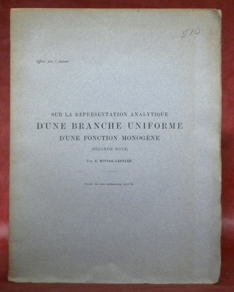 Sur la représentation analytique d’une branche uniforme d’une fonction monogène. …