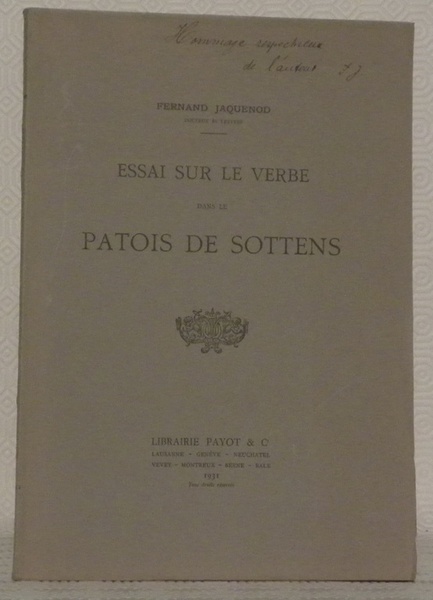 Essai sur le verbe dans le patois de Sottens.