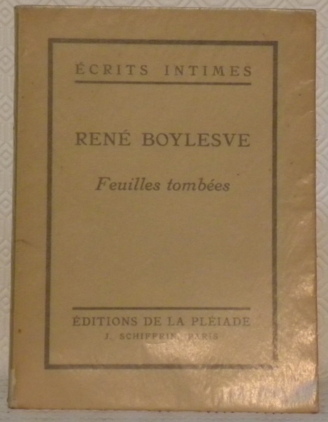 Feuilles tombées. Introduction de Charles Du Bos. Collection Les écrits …