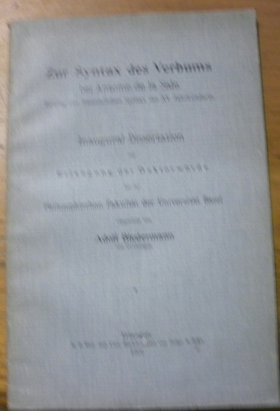 Zur Syntax des Verbums bei Antoine de la Sale. Beitrag …