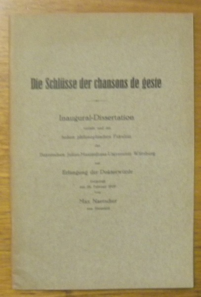 Die Schlüsse der chansons de geste. Diss.