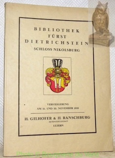 Bibliothek Fürst Dietrichstein Schloss Nikolsburg. Versteigerung am 21. und 22 …