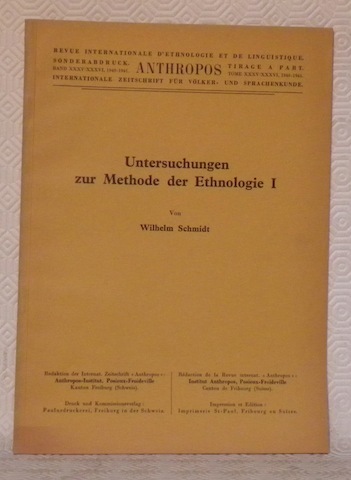 Untersuchungen zur Methode der Ethnologie I. “Anthropos. Revue Internationale d’Ethnologie …