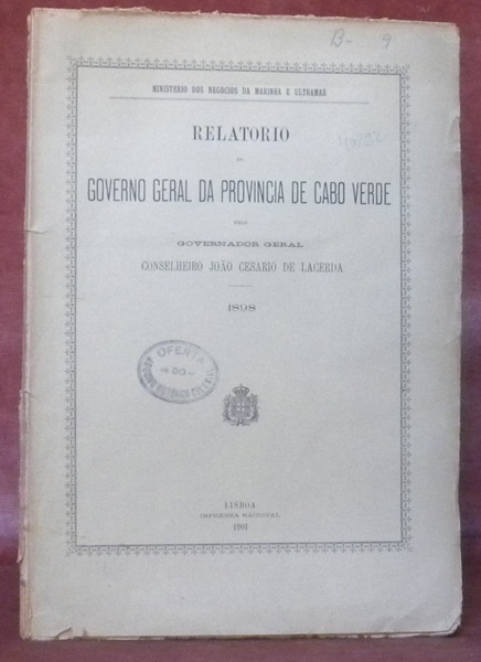 Estado da India. Relatorio di Governador Geral. 1890. Ministerio dos …