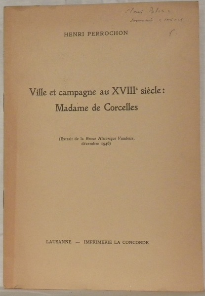 Ville et campagne au XVIIIe siècle: Madame de Corcelles. Extrait …