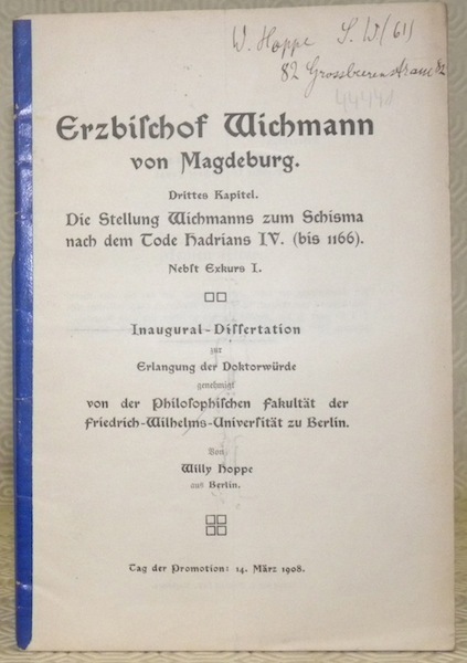 Erzbischof Wichmann von Magdeburg. Drittes Kapitel. Die Stellung Wichmanns zum …