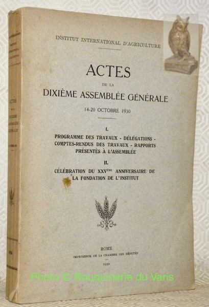 Institut International d’Agriculture. Actes de la Dixième Assemblée générale 14-20 …