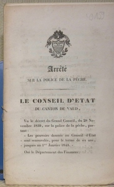 Arrêté sur la Police de la Pêche.