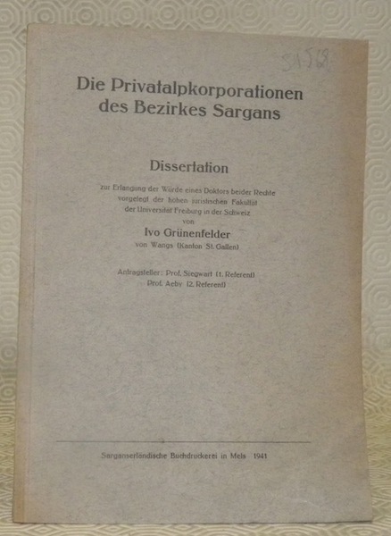 Die Privatalpkorporationen des Bezirkes Sargans. Diss.
