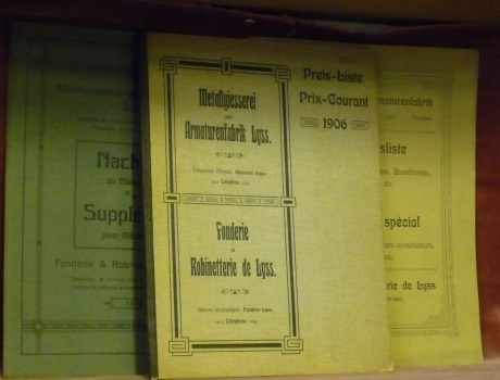 - Metallgiesserei und Armaturenfabrik Lyss. Preis-Liste 1906. Fonderie et robinetterie …