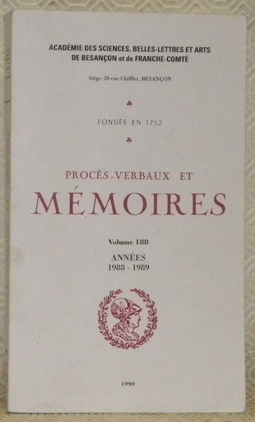 Procès-verbaux et mémoires, volume 188, années 1988 - 1989.