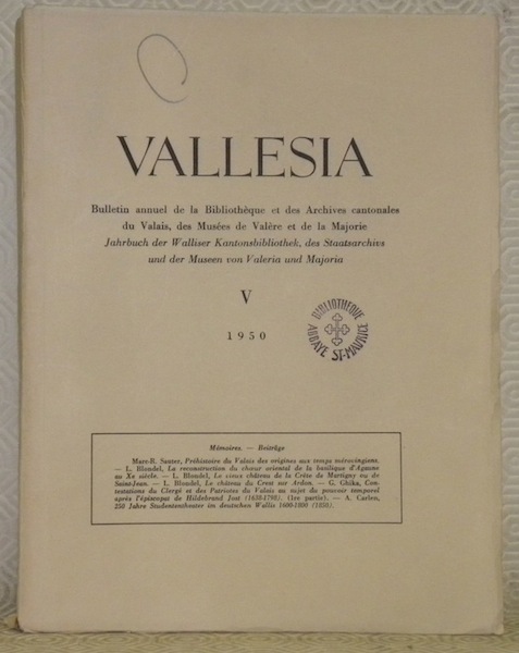 Vallesia, V, 1950. Bulletin annuel de la Bibliothèque et des …