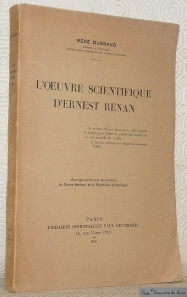 L'oeuvre scientifique d'Ernest Renan.