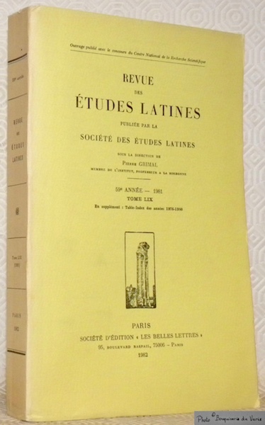 Revue des Etudes Latines. Publiée par la Société des Etudes …