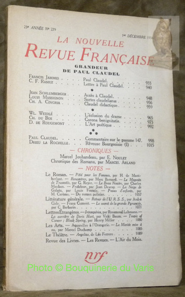 Grandeur de Paul Claudel. La Nouvelle Revue Française 25 e …