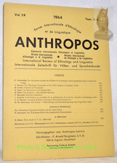 Anthropos. Revue internationale d’ethnologie et de linguistique. Internationale Zeitschrift für …
