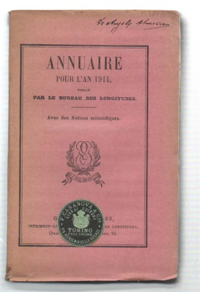 Annuaire Pour L'an 1914, Par Le Bureau Des Longitudes