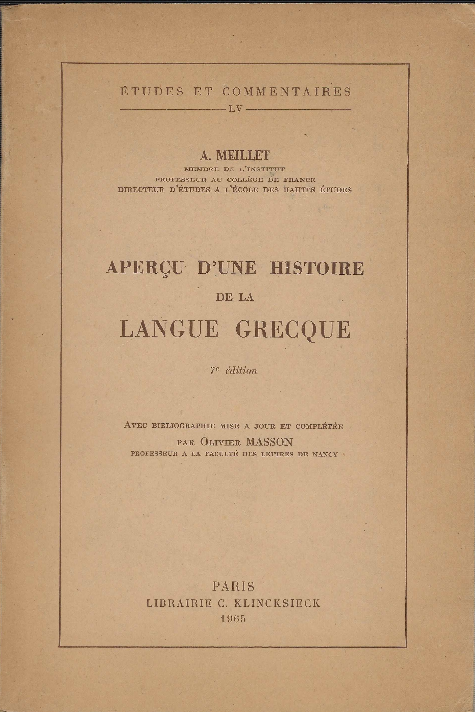 Aperçu D'une Histoire De La Langue Grecque