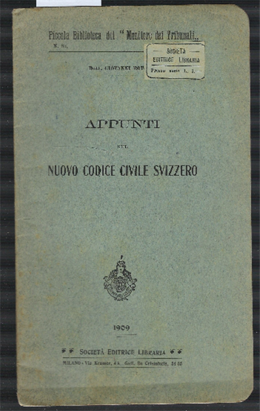 Appunti Sul Nuovo Codice Civile Svizzero