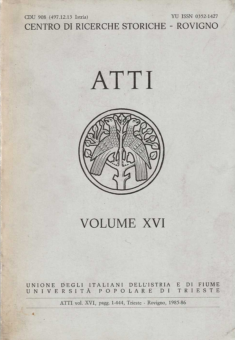 Atti . Volume XVI